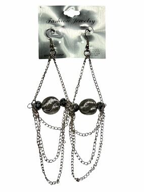 Fashion Jewelry Long Silver Chain Earrings
